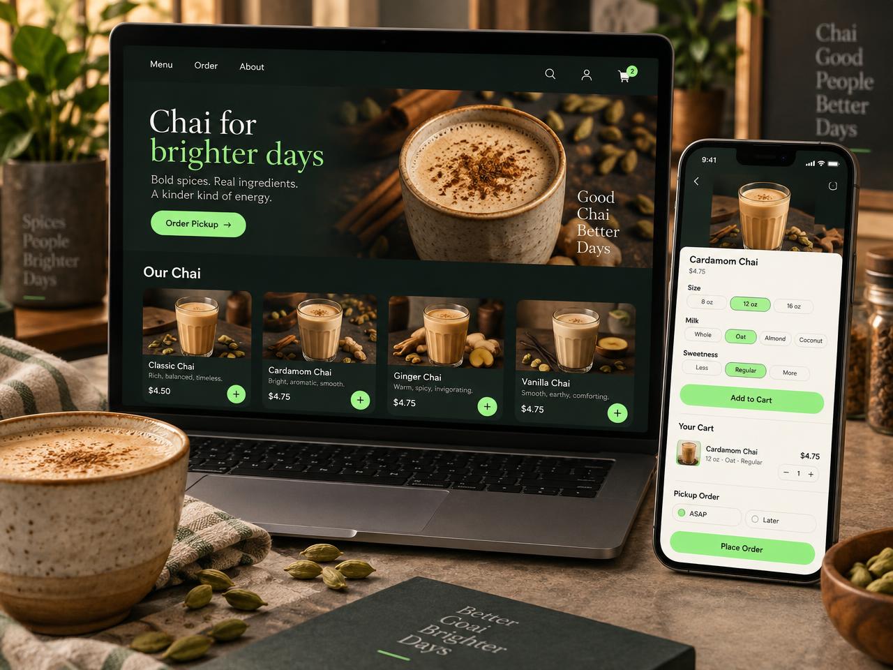 Concept illustration of the Agentic Chai storefront journey