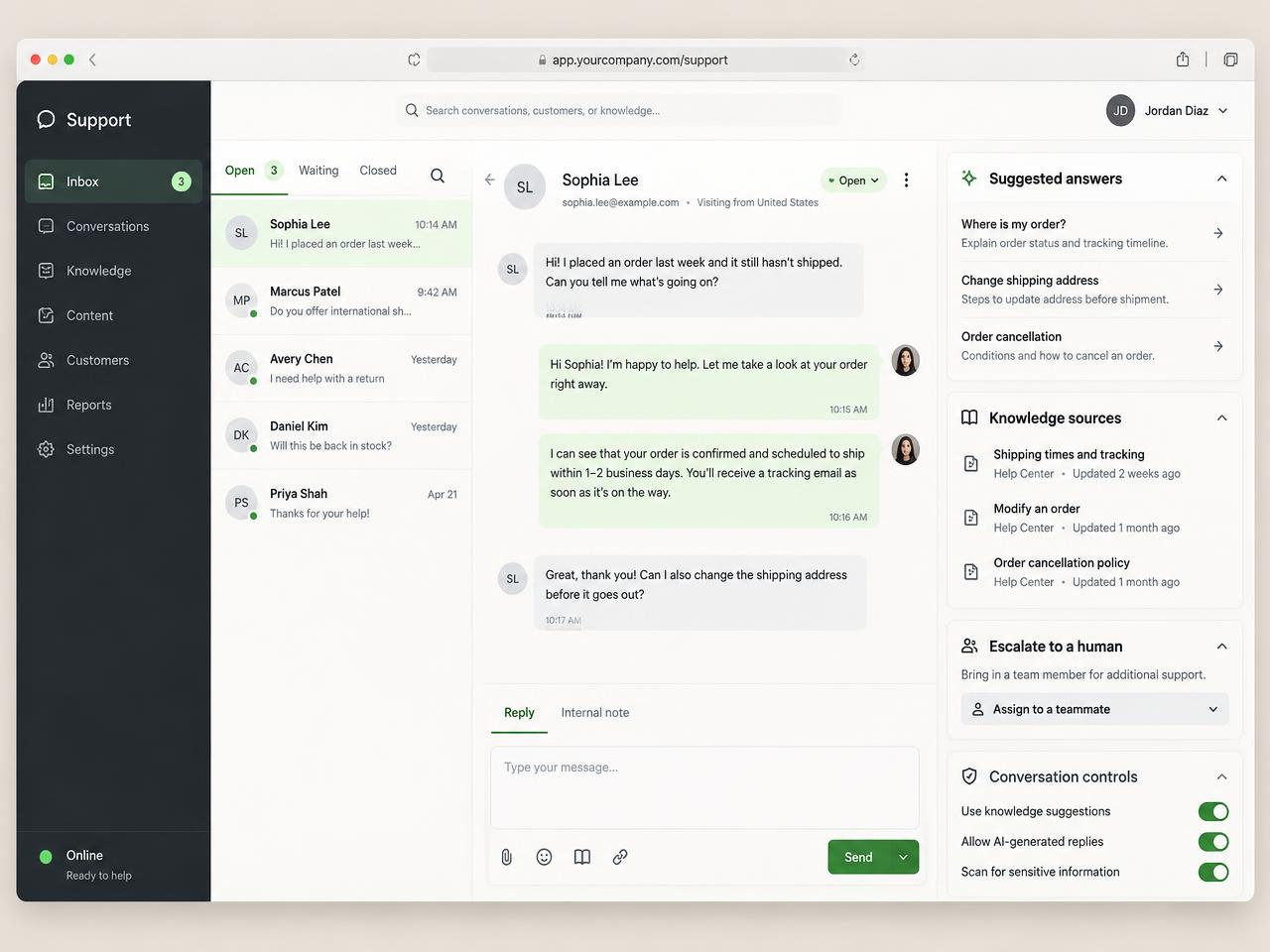 Concept illustration of a grounded digital-assistant workspace
